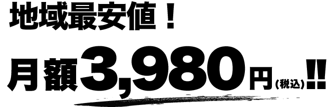 驚きの低価格で月額3,980円!!